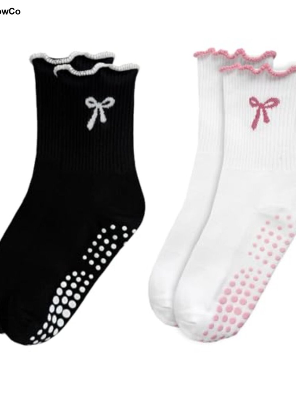 Pilates Grip Ankle Socks for Women Bow Yoga Non Slip Barre Socks Studio